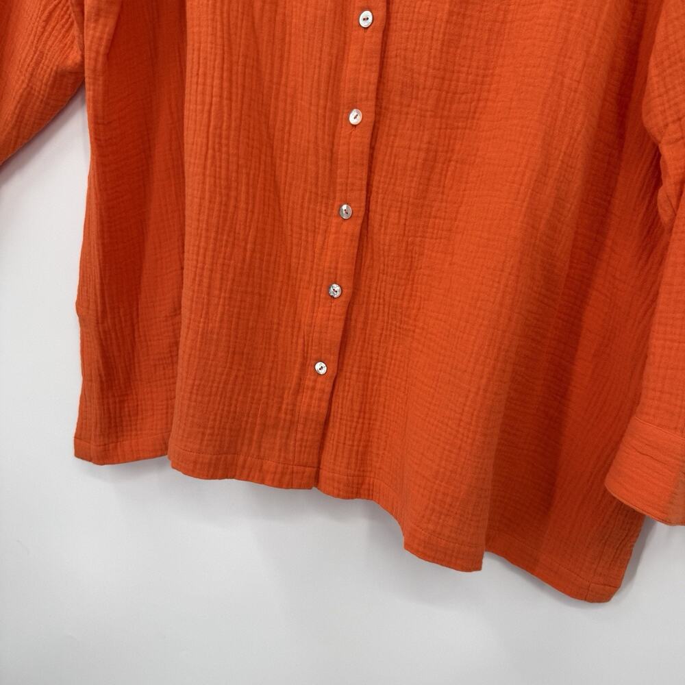 Soft Surroundings 3X Gauze Top Button Up V Neck Long Sleeve Orange Cotton - Picture 5 of 9